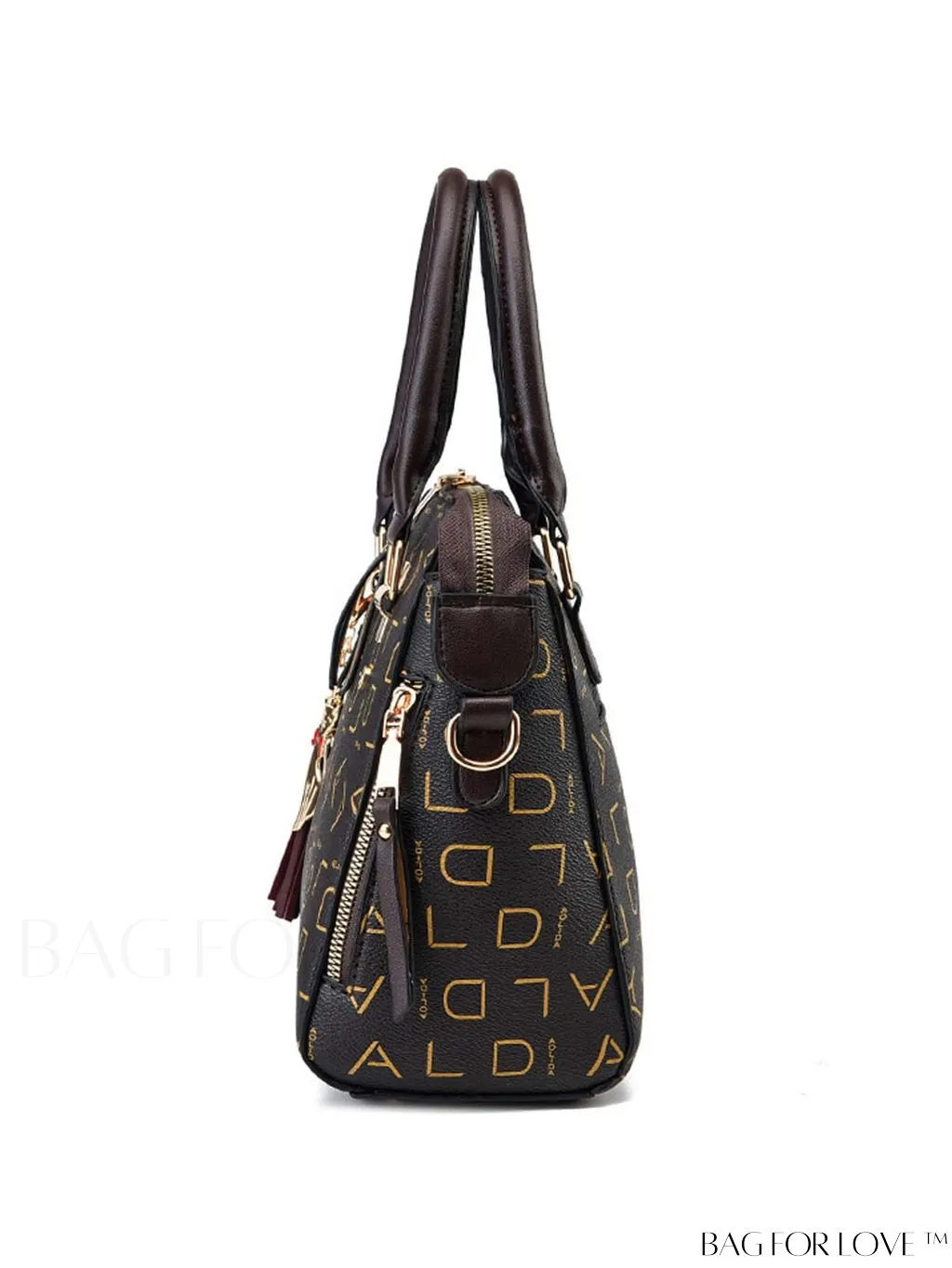 BagForLove - Chic PU Handbag with Printed Letters and Fringe Detail