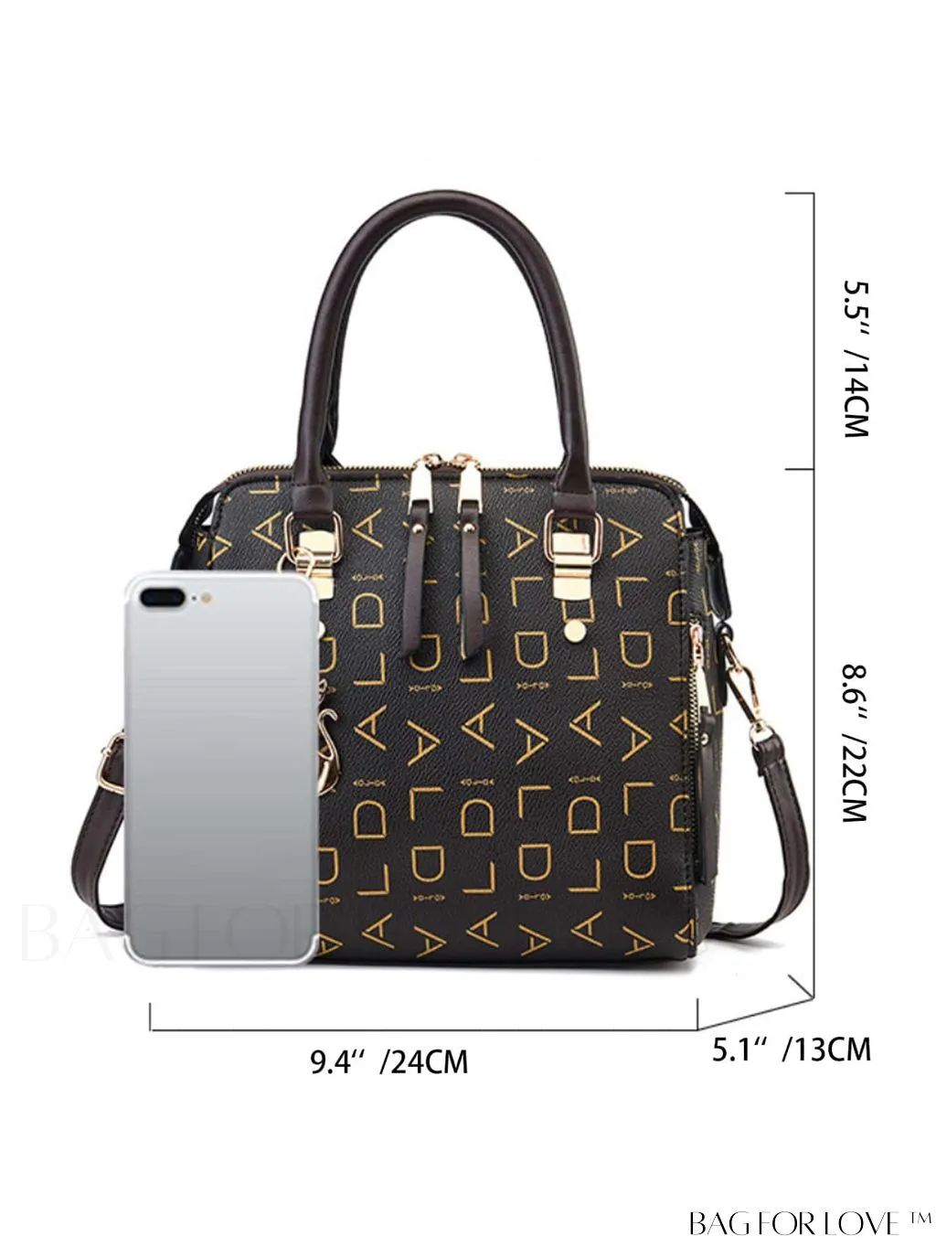 BagForLove - Chic PU Handbag with Printed Letters and Fringe Detail