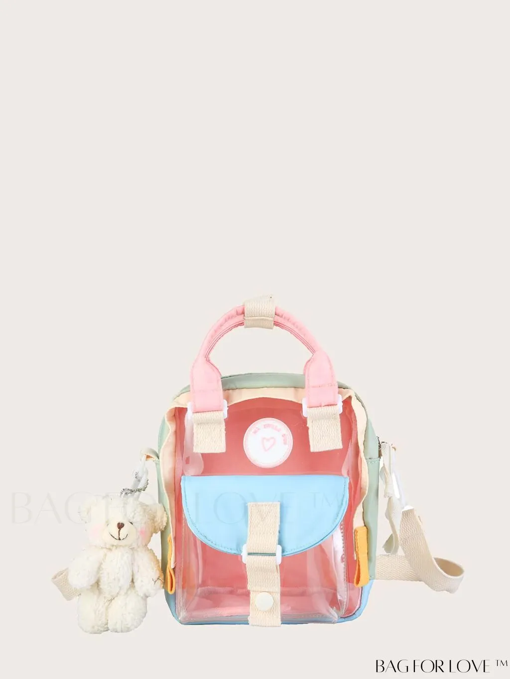 BagForLove - Compact Clear Backpack with Chic Bag Charm