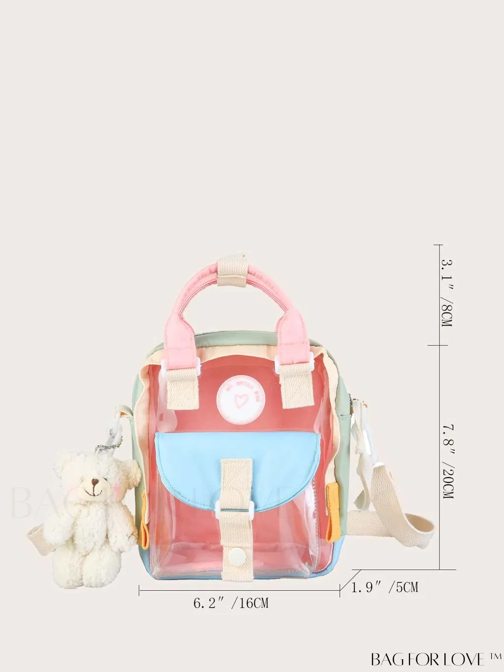 BagForLove - Compact Clear Backpack with Chic Bag Charm