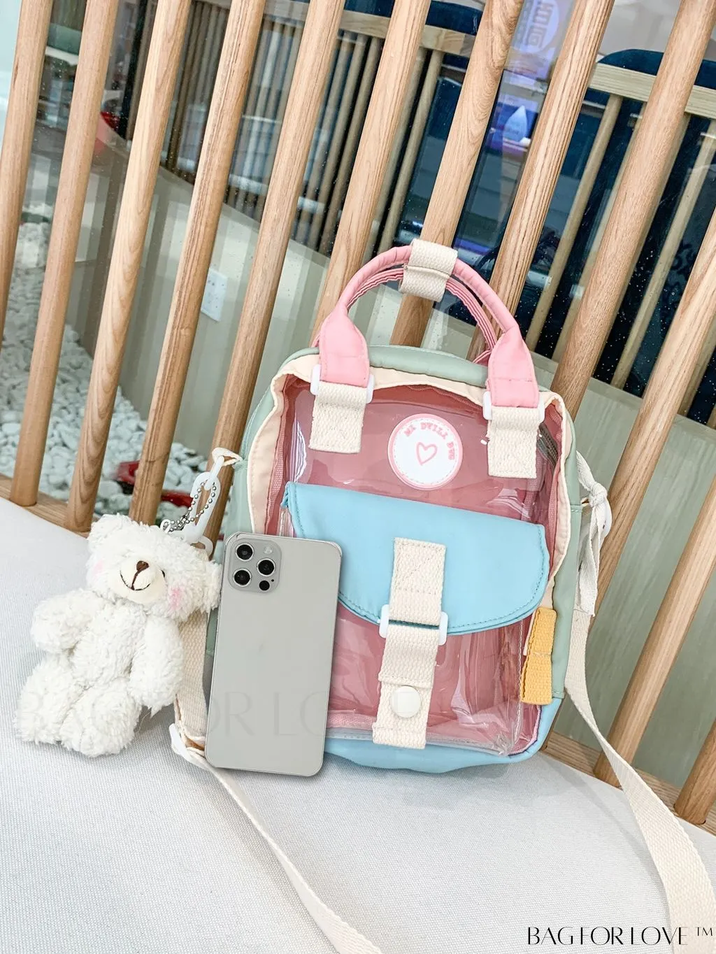 BagForLove - Compact Clear Backpack with Chic Bag Charm