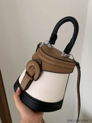 BagForLove - Compact Colorblocked Buckle Bucket Bag with Chic Accent
