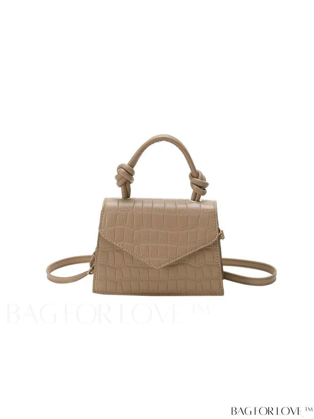 BagForLove - Compact Crocodile Embossed Bag with Chic Knot Handle