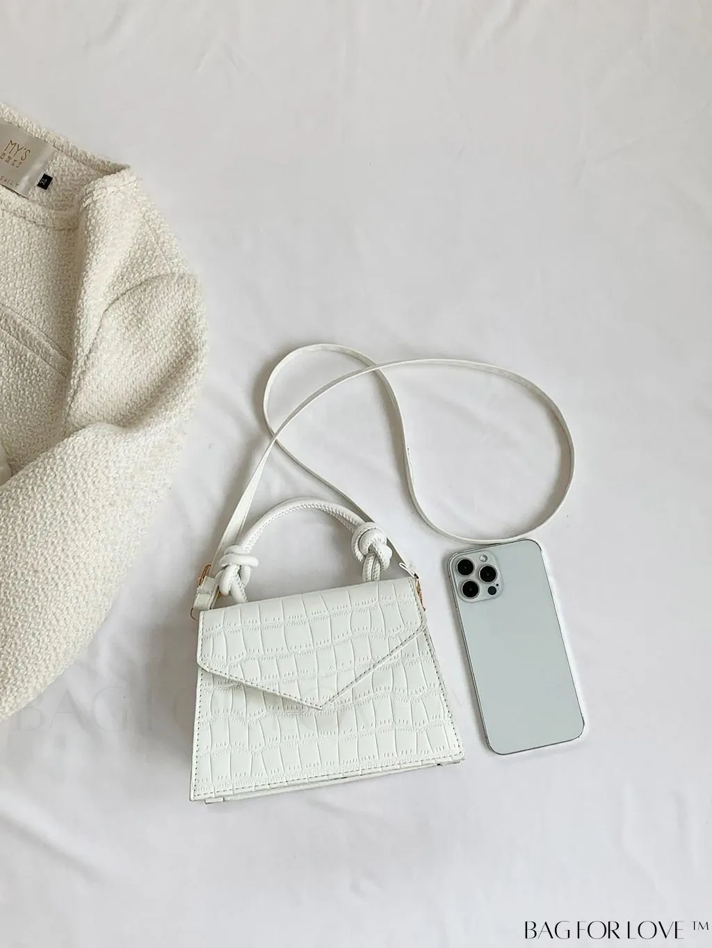BagForLove - Compact Crocodile Embossed Bag with Chic Knot Handle