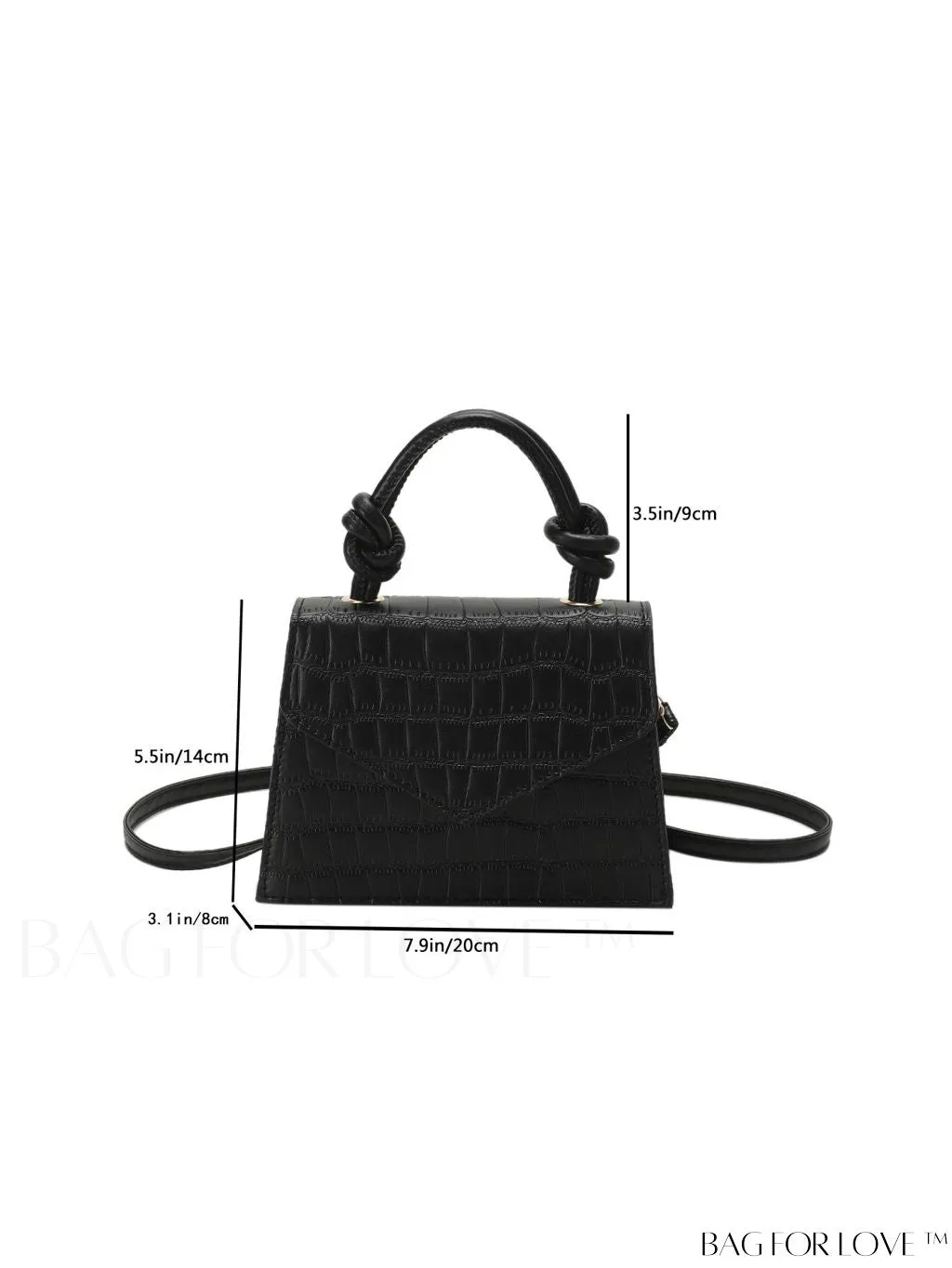 BagForLove - Compact Crocodile Embossed Bag with Chic Knot Handle