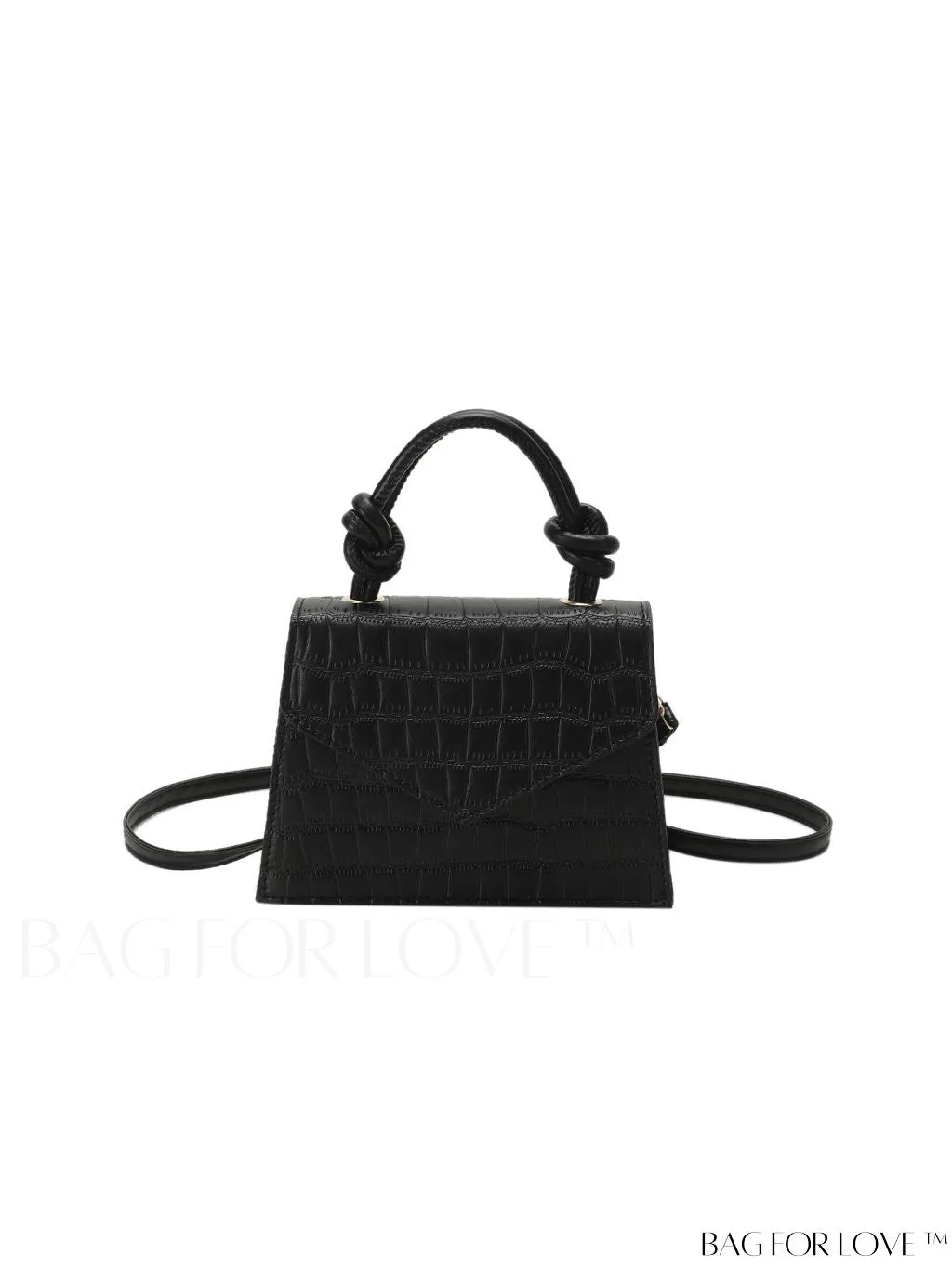 BagForLove - Compact Crocodile Embossed Bag with Chic Knot Handle