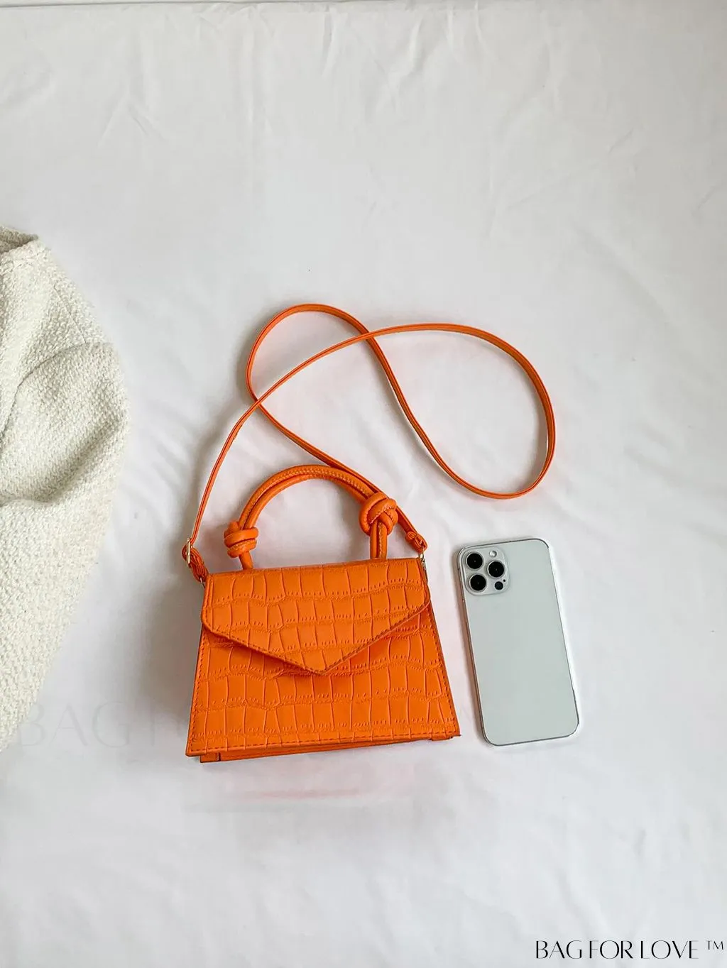 BagForLove - Compact Crocodile Embossed Bag with Chic Knot Handle
