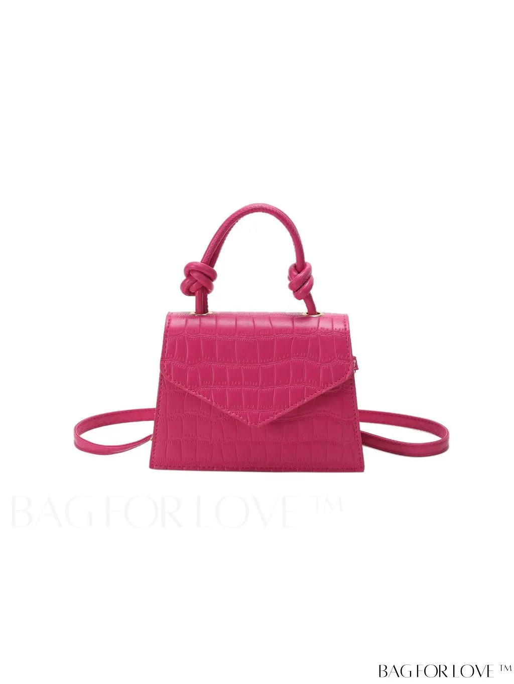 BagForLove - Compact Crocodile Embossed Bag with Chic Knot Handle