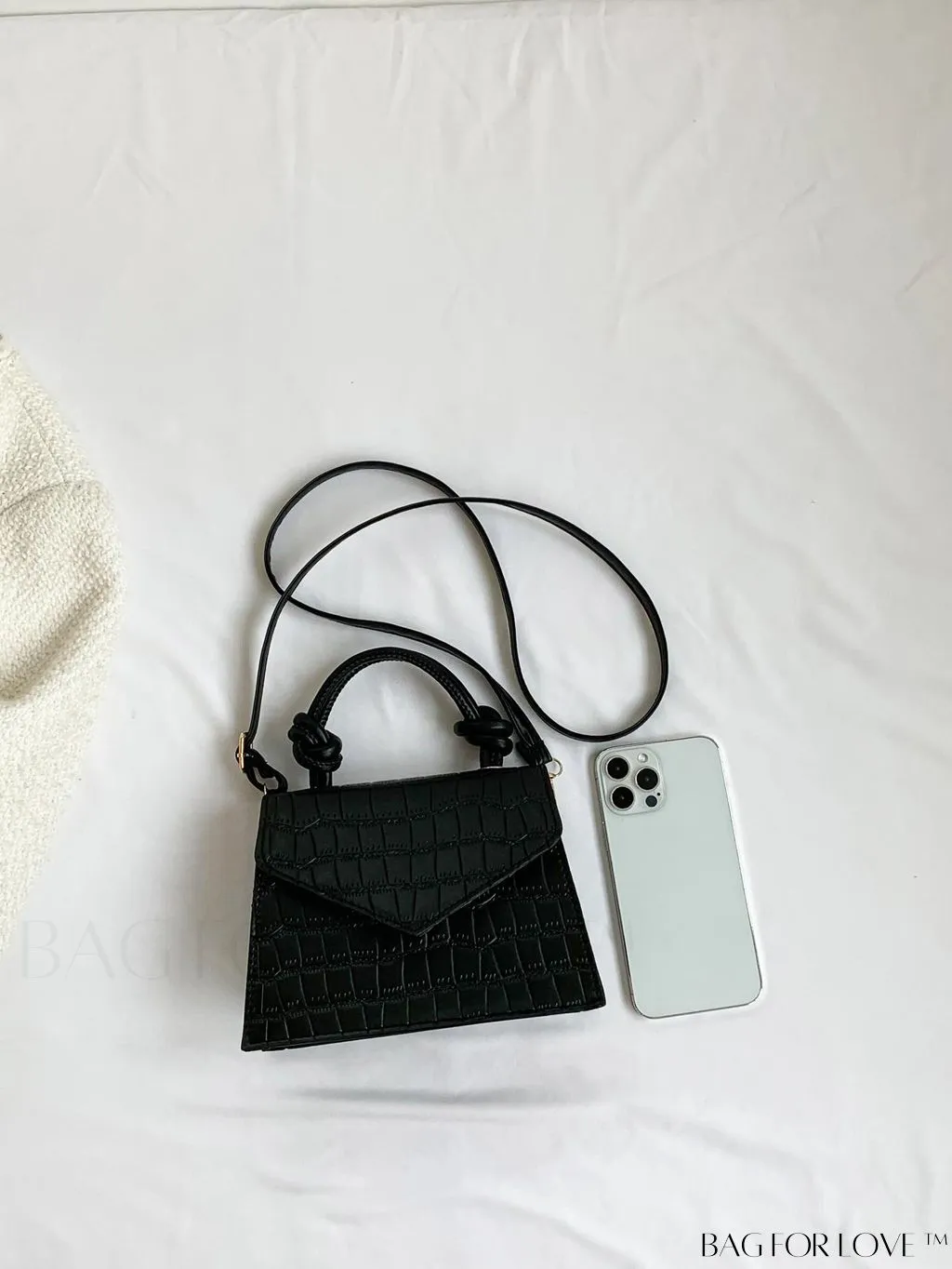 BagForLove - Compact Crocodile Embossed Bag with Chic Knot Handle