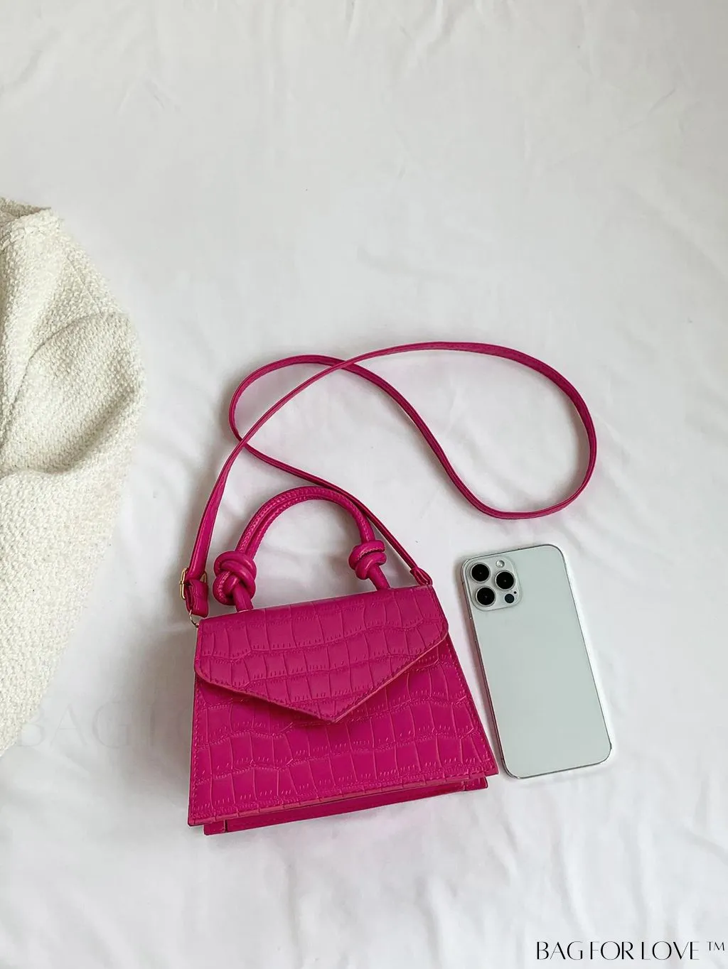 BagForLove - Compact Crocodile Embossed Bag with Chic Knot Handle
