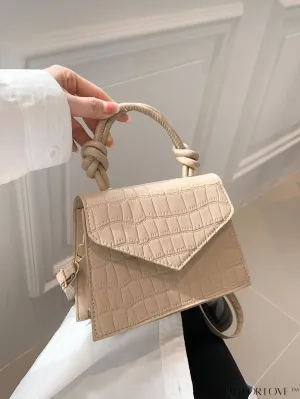 BagForLove - Compact Crocodile Embossed Bag with Chic Knot Handle