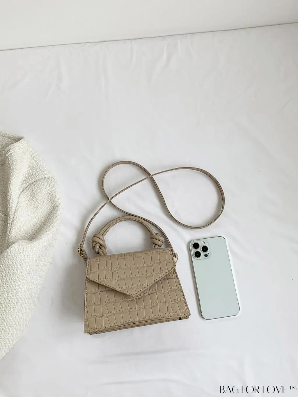 BagForLove - Compact Crocodile Embossed Bag with Chic Knot Handle