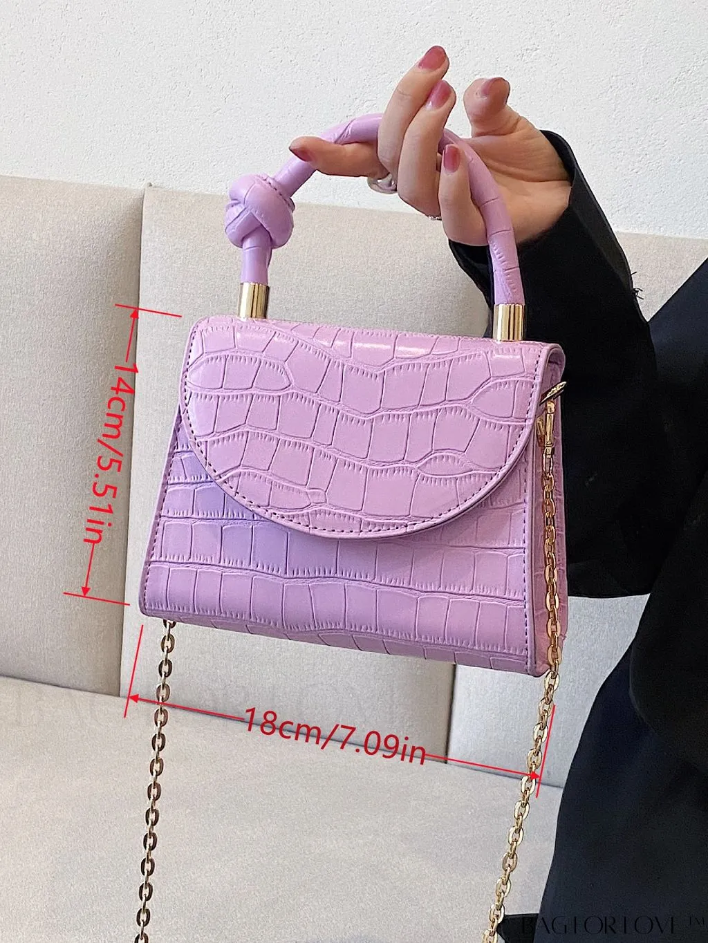 BagForLove - Croc Embossed Mini Satchel: Chic and Compact Handbag