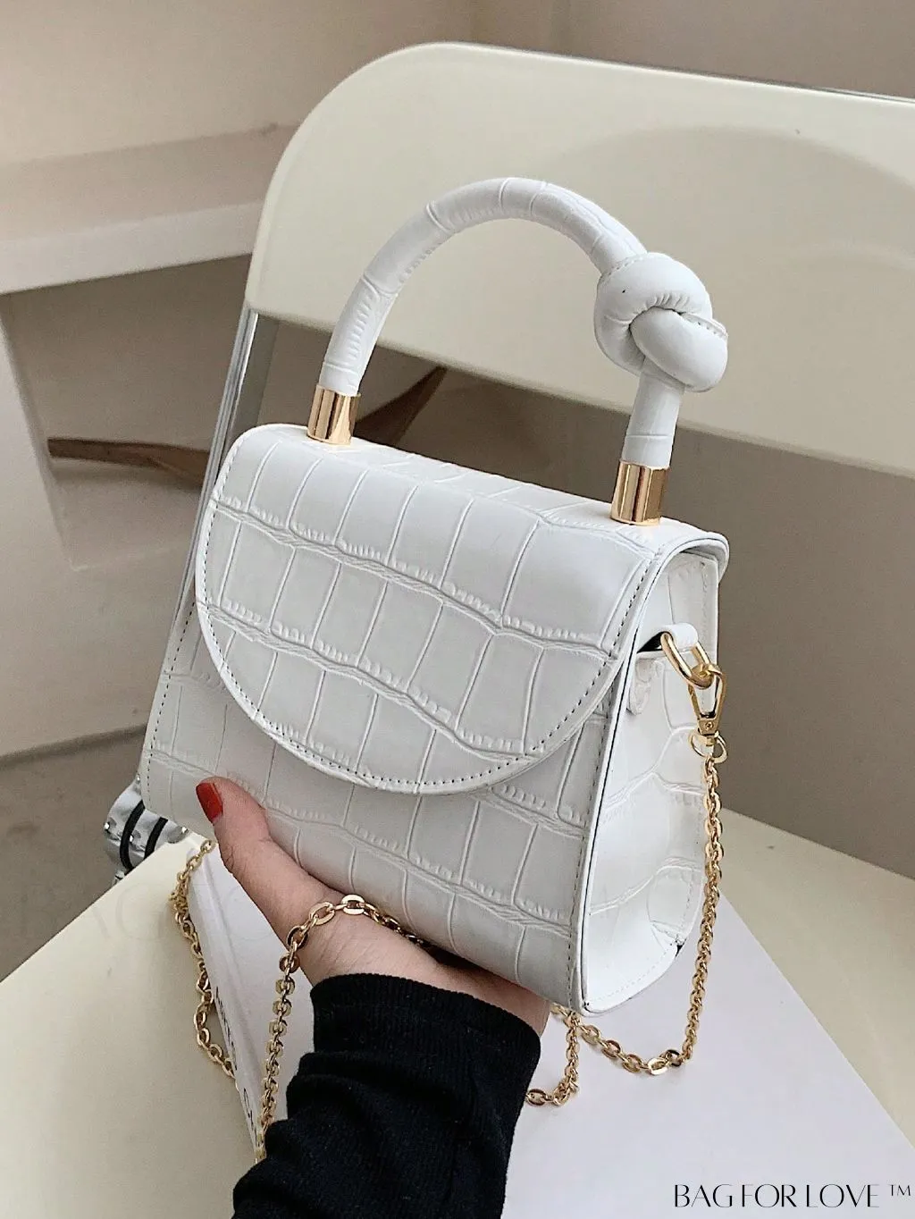 BagForLove - Croc Embossed Mini Satchel: Chic and Compact Handbag