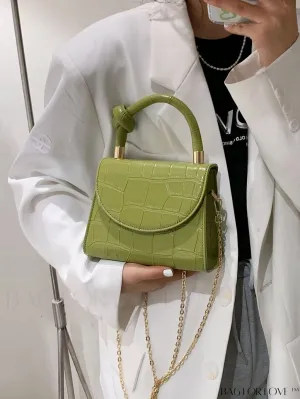 BagForLove - Croc Embossed Mini Satchel: Chic and Compact Handbag