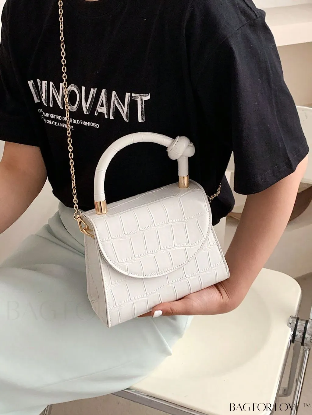 BagForLove - Croc Embossed Mini Satchel: Chic and Compact Handbag