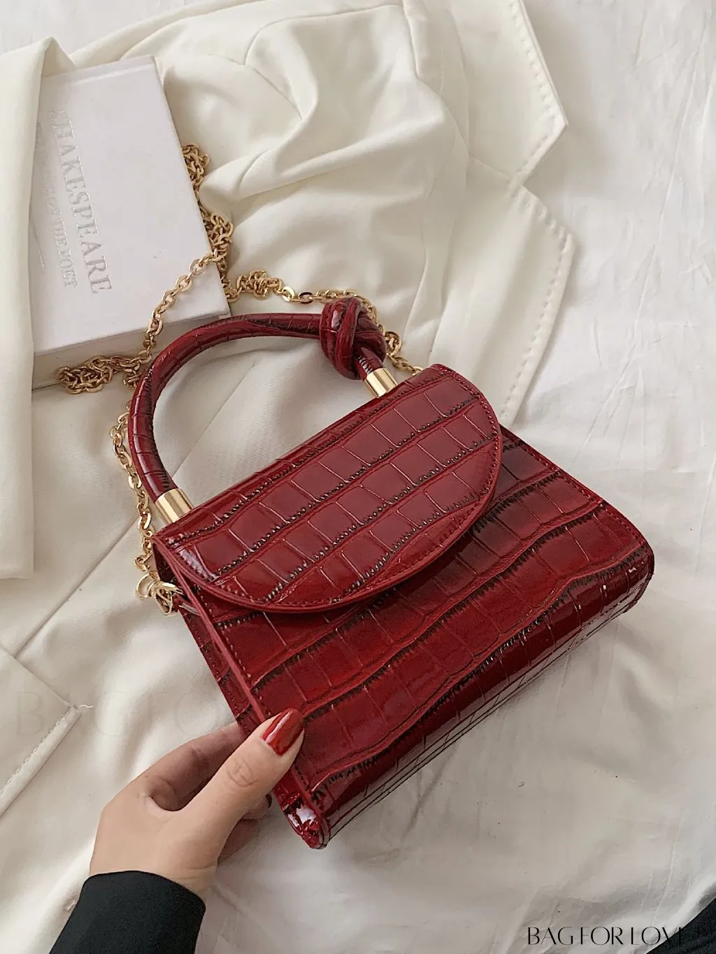 BagForLove - Croc Embossed Mini Satchel: Chic and Compact Handbag