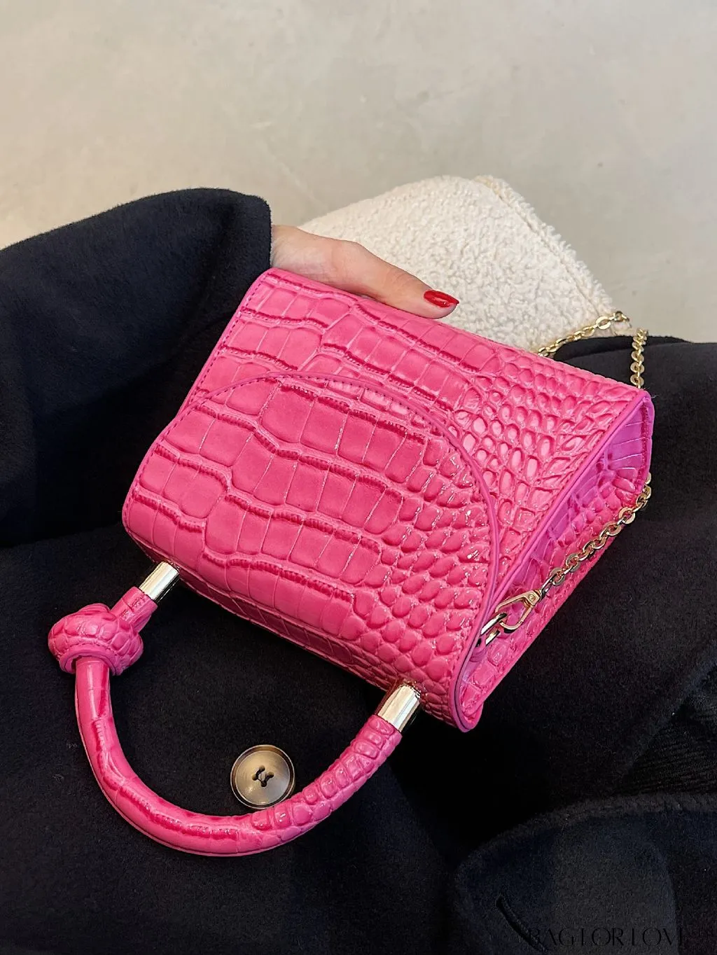 BagForLove - Croc Embossed Mini Satchel: Chic and Compact Handbag