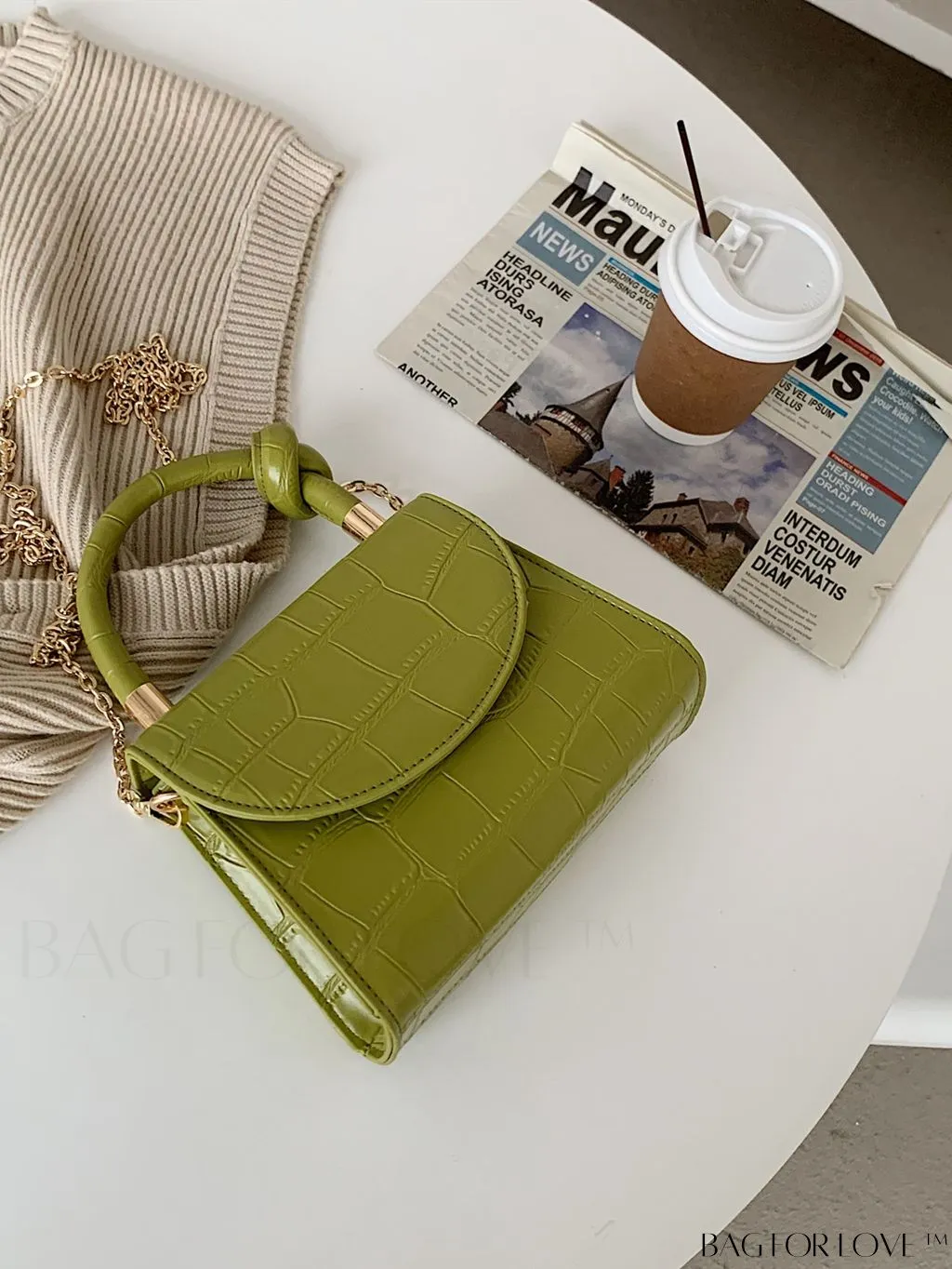 BagForLove - Croc Embossed Mini Satchel: Chic and Compact Handbag