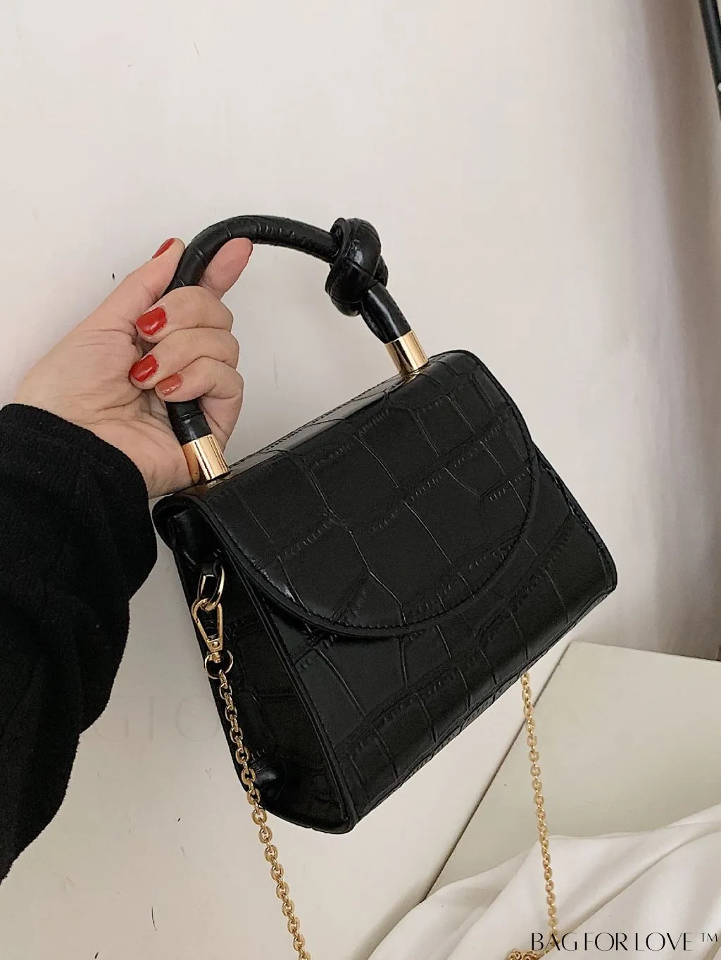 BagForLove - Croc Embossed Mini Satchel: Chic and Compact Handbag