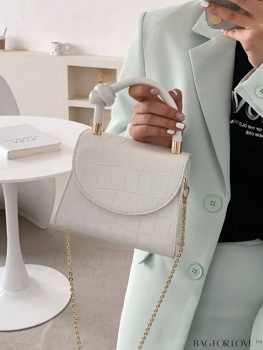 BagForLove - Croc Embossed Mini Satchel: Chic and Compact Handbag
