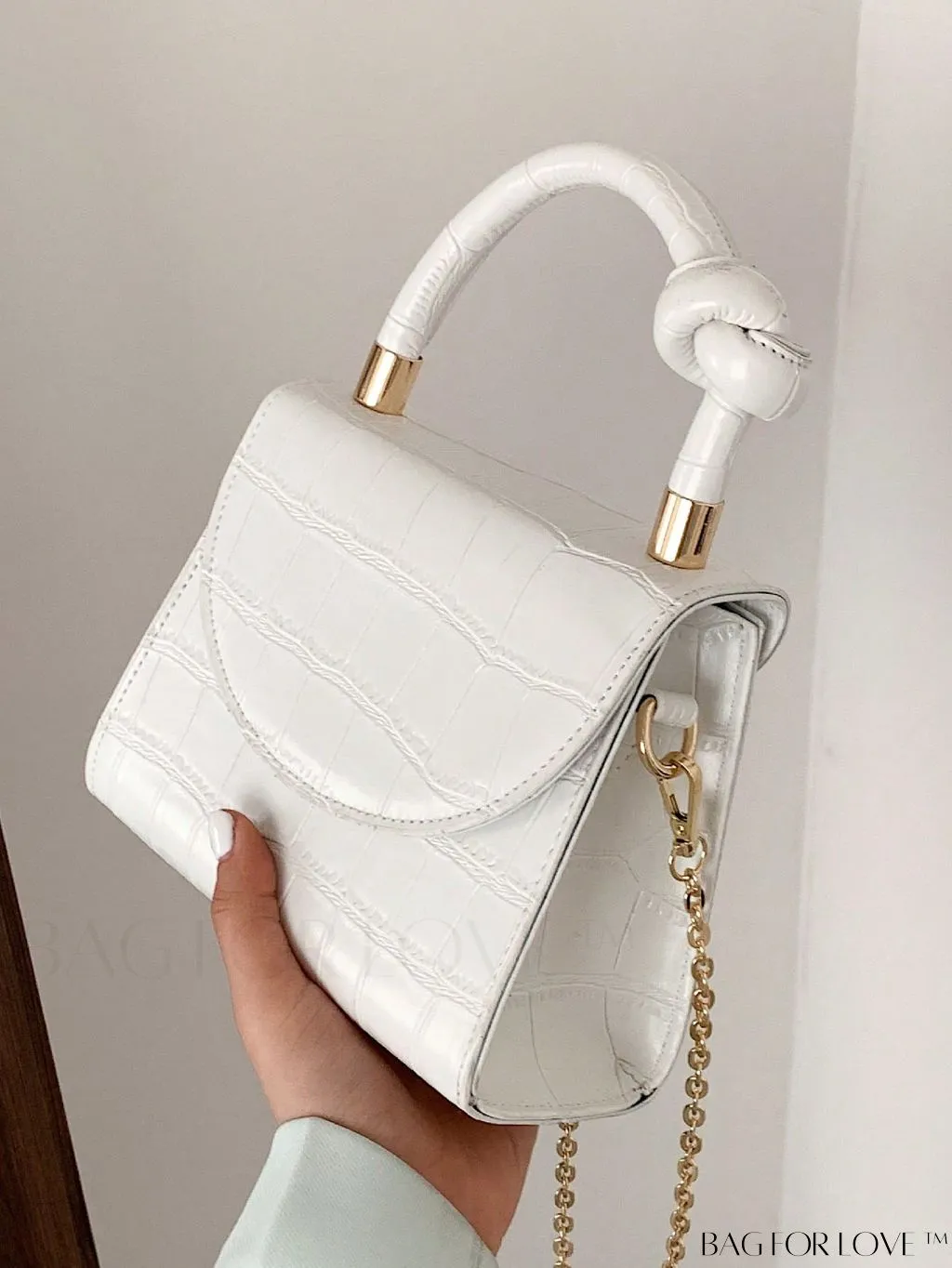 BagForLove - Croc Embossed Mini Satchel: Chic and Compact Handbag