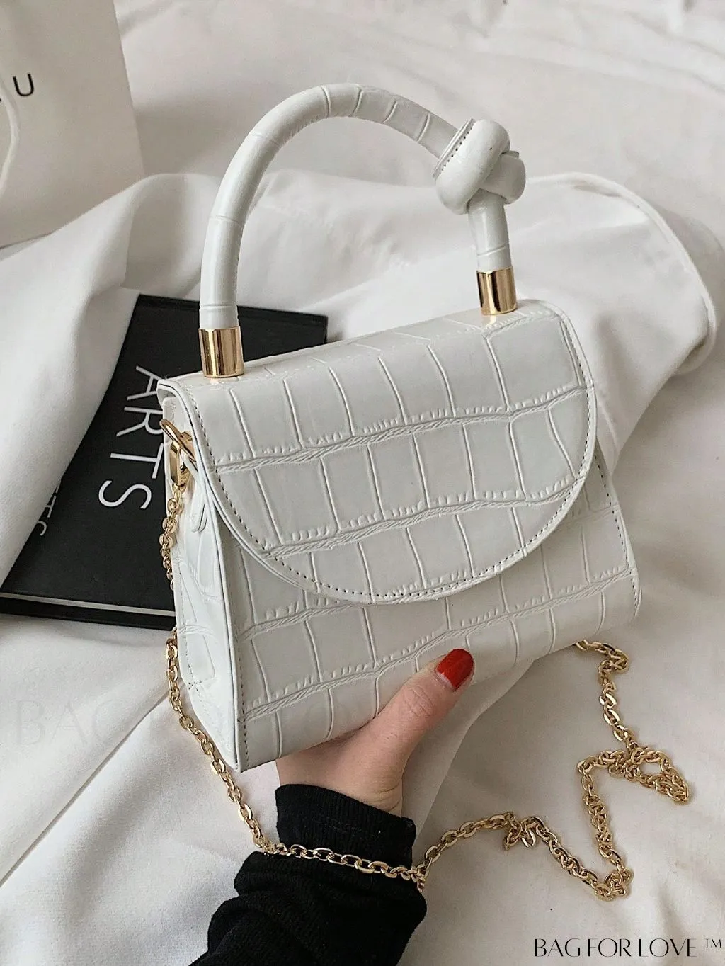 BagForLove - Croc Embossed Mini Satchel: Chic and Compact Handbag