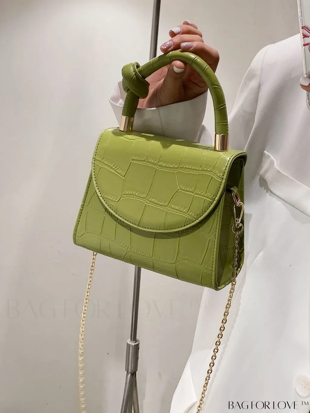 BagForLove - Croc Embossed Mini Satchel: Chic and Compact Handbag