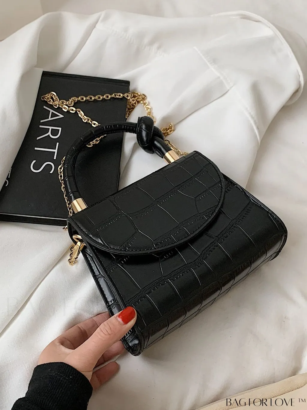 BagForLove - Croc Embossed Mini Satchel: Chic and Compact Handbag