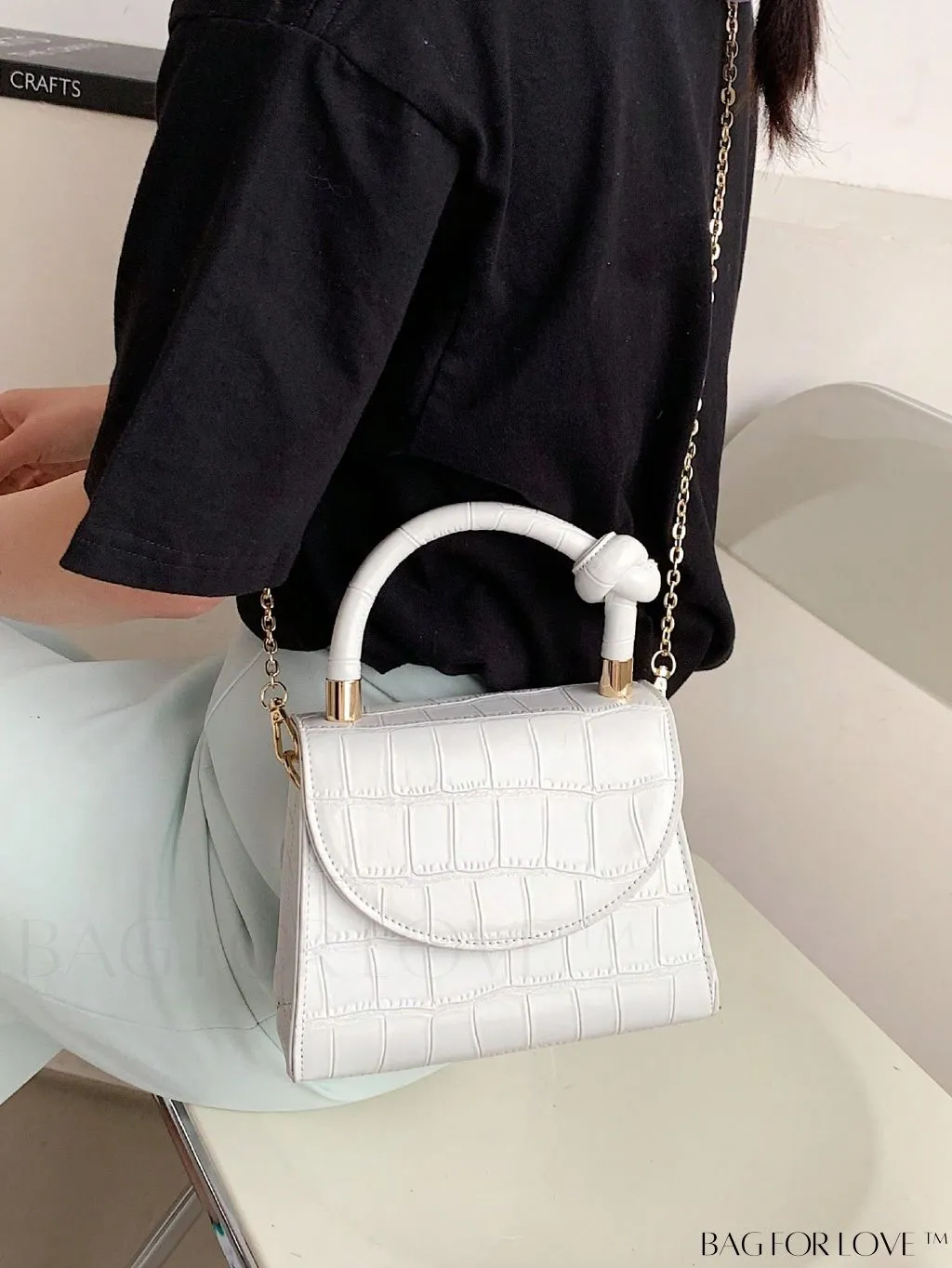 BagForLove - Croc Embossed Mini Satchel: Chic and Compact Handbag