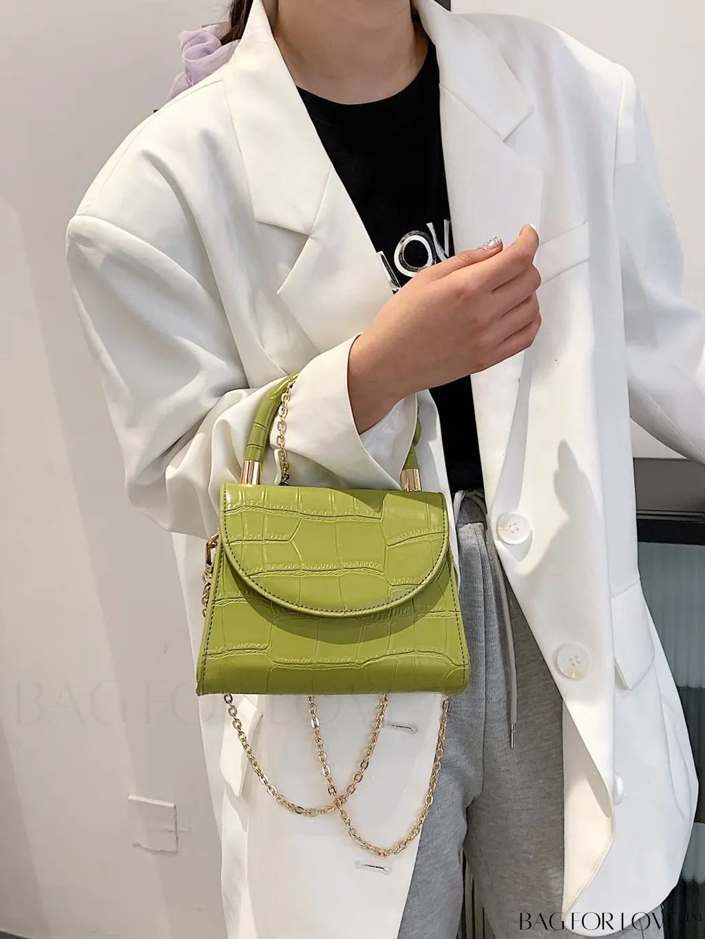 BagForLove - Croc Embossed Mini Satchel: Chic and Compact Handbag
