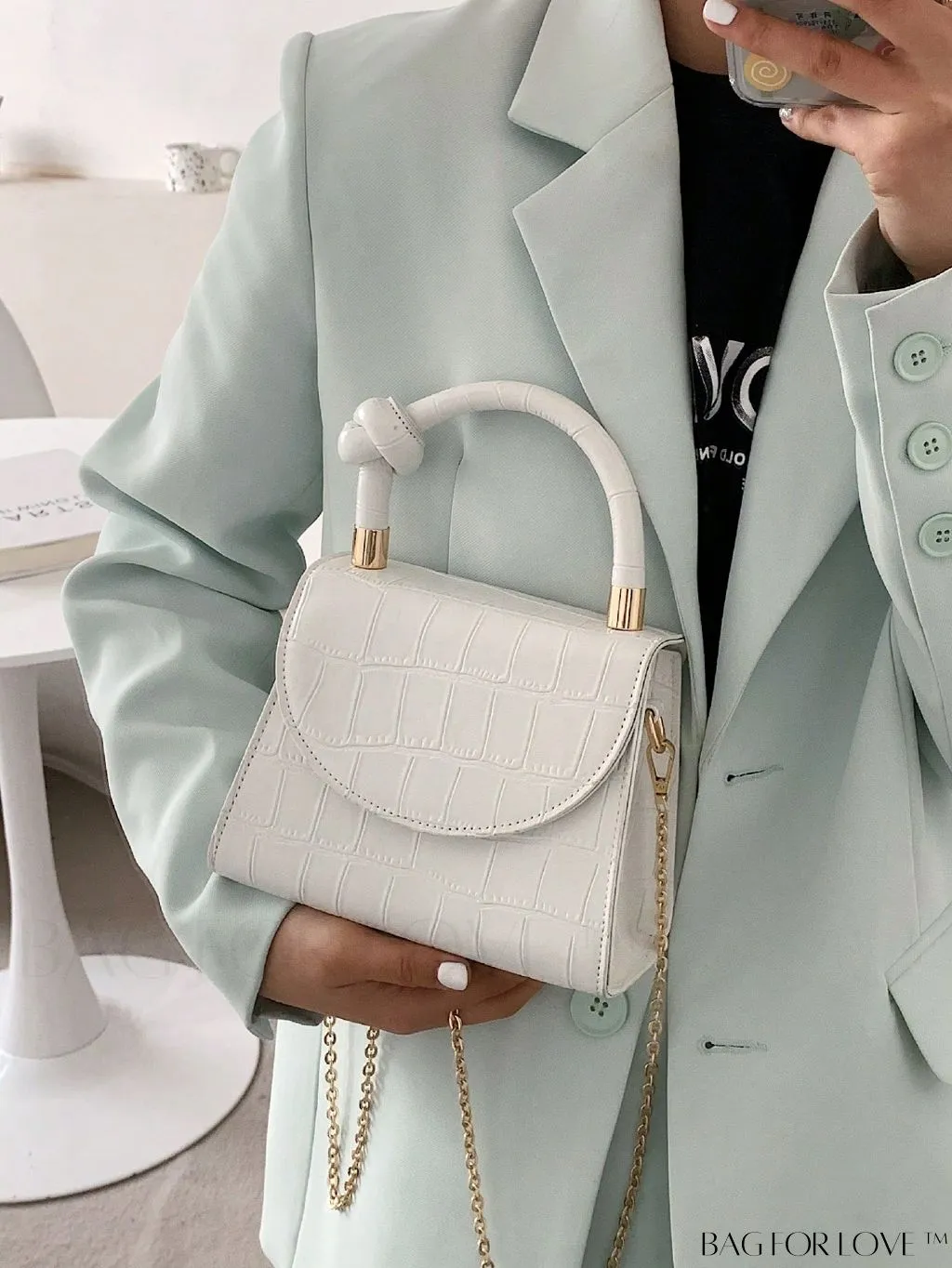 BagForLove - Croc Embossed Mini Satchel: Chic and Compact Handbag