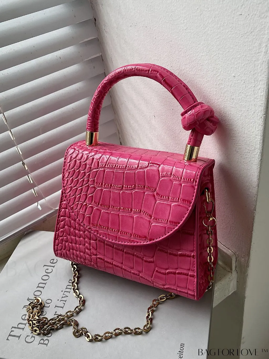 BagForLove - Croc Embossed Mini Satchel: Chic and Compact Handbag