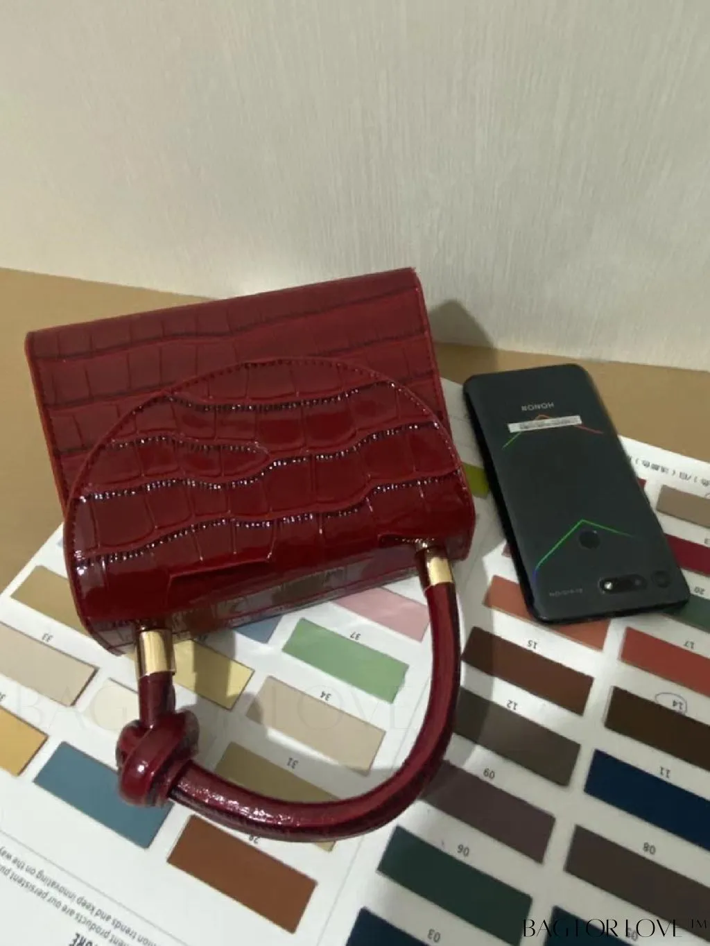 BagForLove - Croc Embossed Mini Satchel: Chic and Compact Handbag