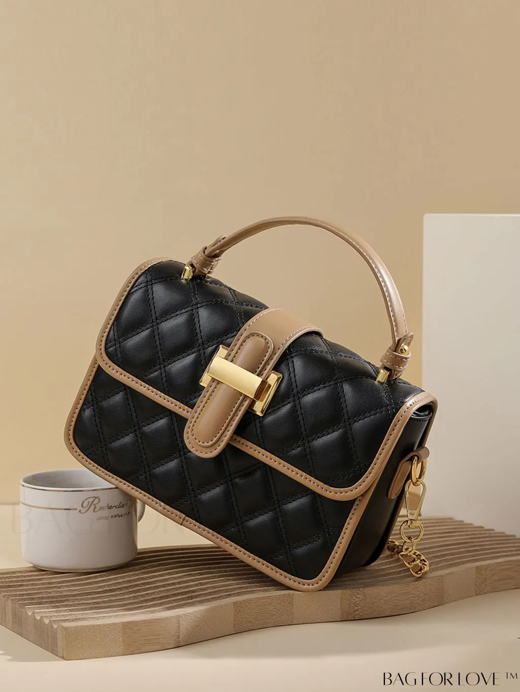BagForLove - Elegant Stitched Handbag with Chic Metal Chain Strap