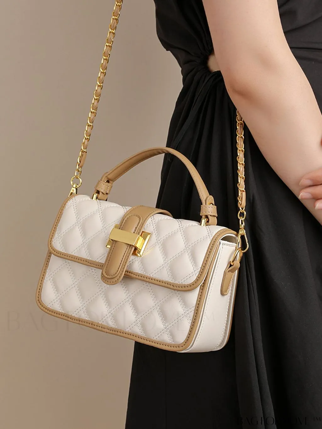 BagForLove - Elegant Stitched Handbag with Chic Metal Chain Strap