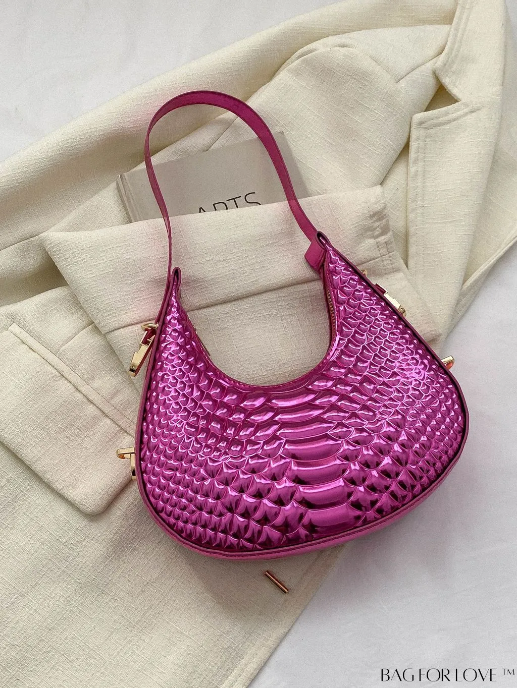 BagForLove - Stylish Crocodile Print Armpit Bag: Orange Floral Pattern, Chic Single Shoulder Design