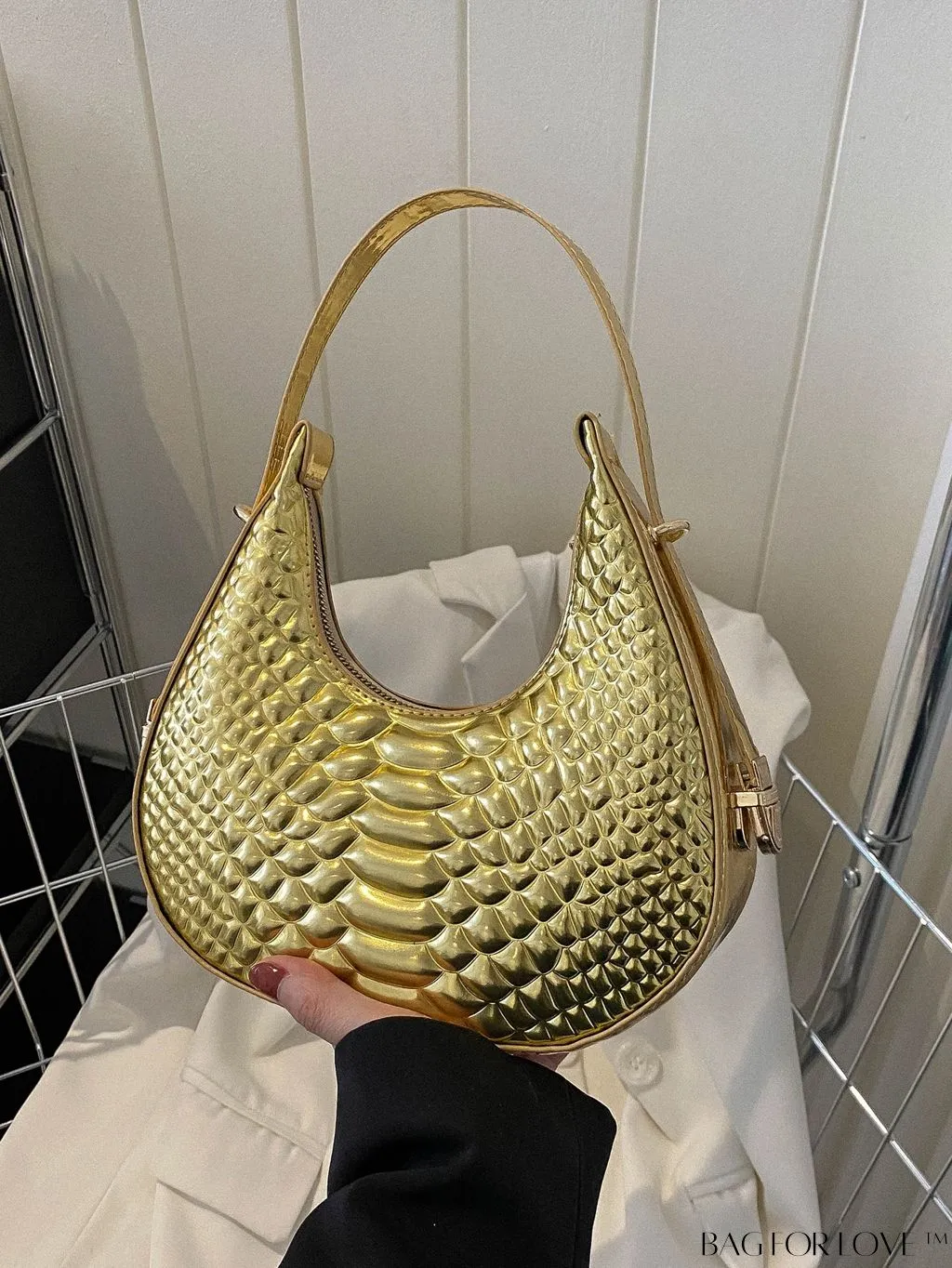 BagForLove - Stylish Crocodile Print Armpit Bag: Orange Floral Pattern, Chic Single Shoulder Design