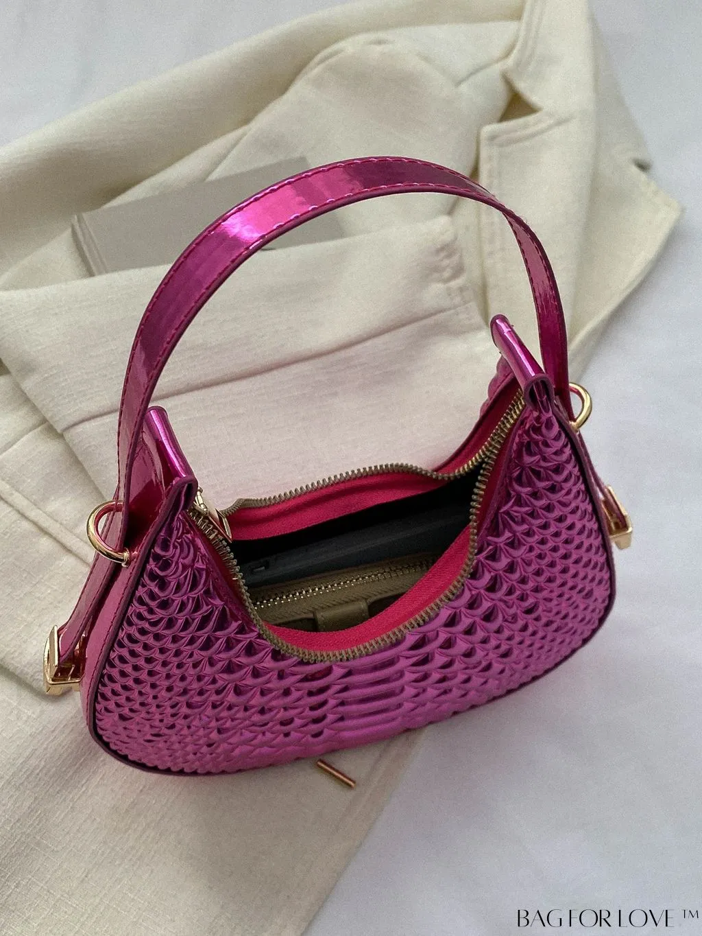 BagForLove - Stylish Crocodile Print Armpit Bag: Orange Floral Pattern, Chic Single Shoulder Design
