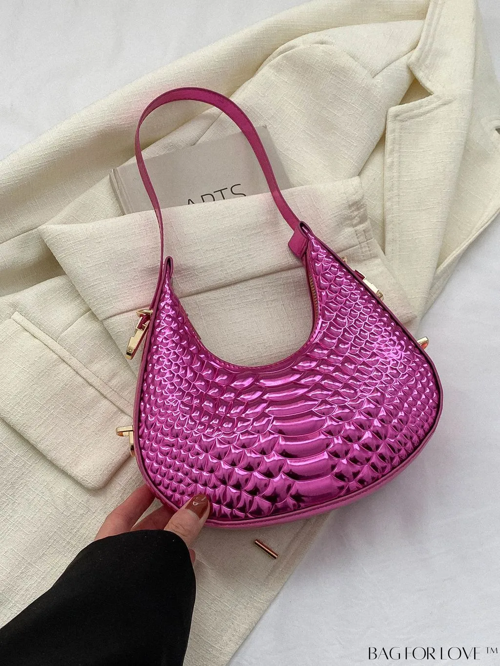 BagForLove - Stylish Crocodile Print Armpit Bag: Orange Floral Pattern, Chic Single Shoulder Design