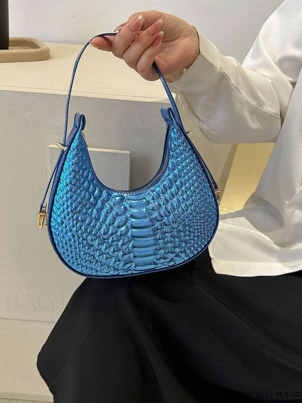 BagForLove - Stylish Crocodile Print Armpit Bag: Orange Floral Pattern, Chic Single Shoulder Design