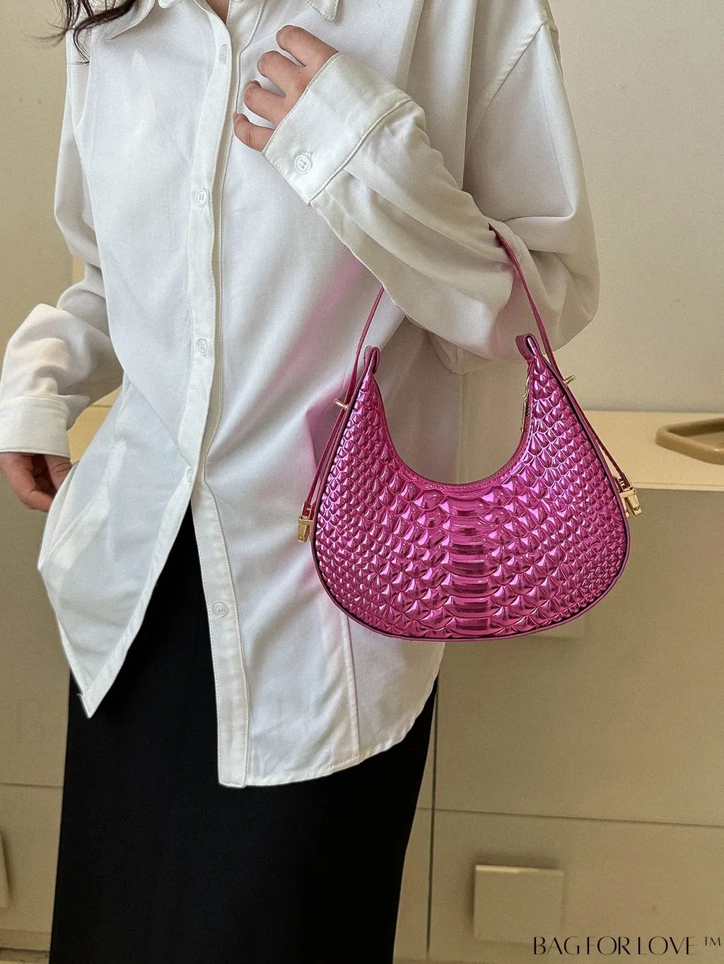 BagForLove - Stylish Crocodile Print Armpit Bag: Orange Floral Pattern, Chic Single Shoulder Design