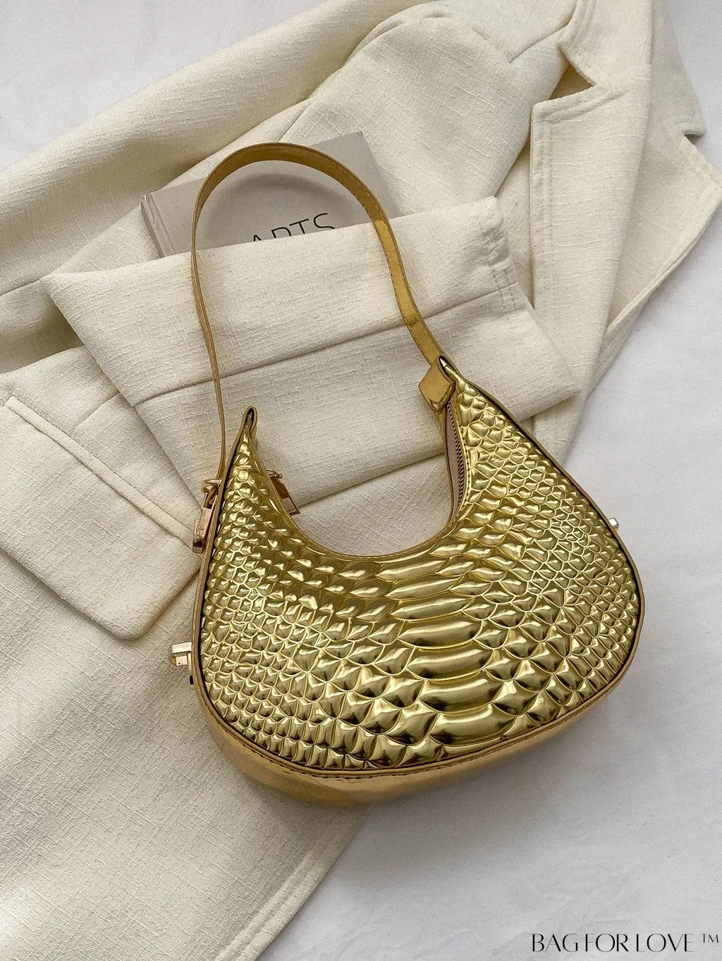 BagForLove - Stylish Crocodile Print Armpit Bag: Orange Floral Pattern, Chic Single Shoulder Design