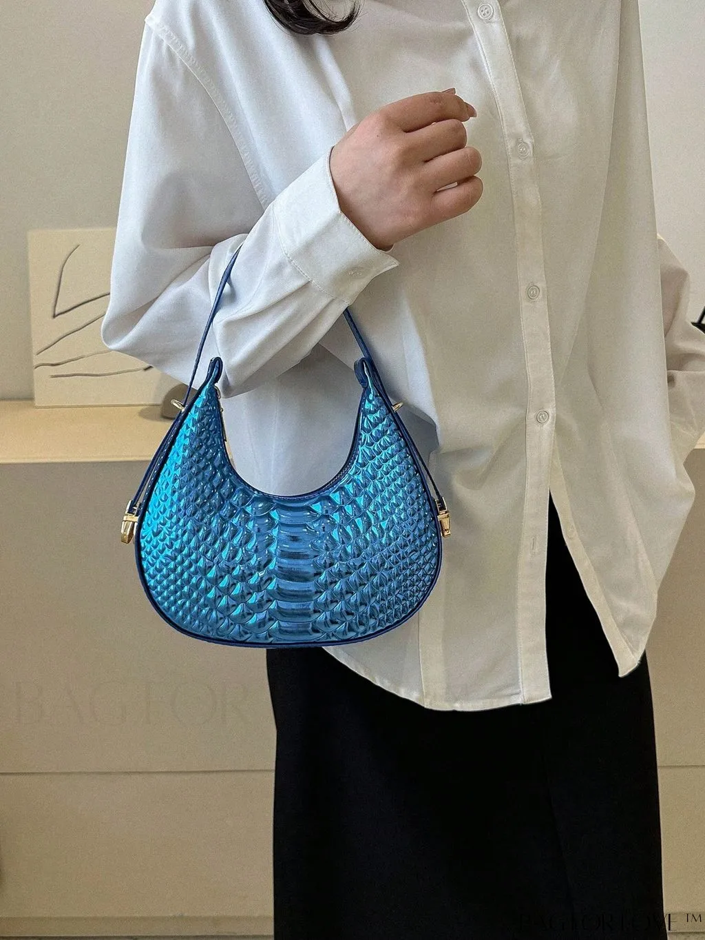 BagForLove - Stylish Crocodile Print Armpit Bag: Orange Floral Pattern, Chic Single Shoulder Design