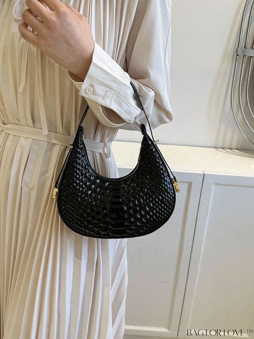 BagForLove - Stylish Crocodile Print Armpit Bag: Orange Floral Pattern, Chic Single Shoulder Design