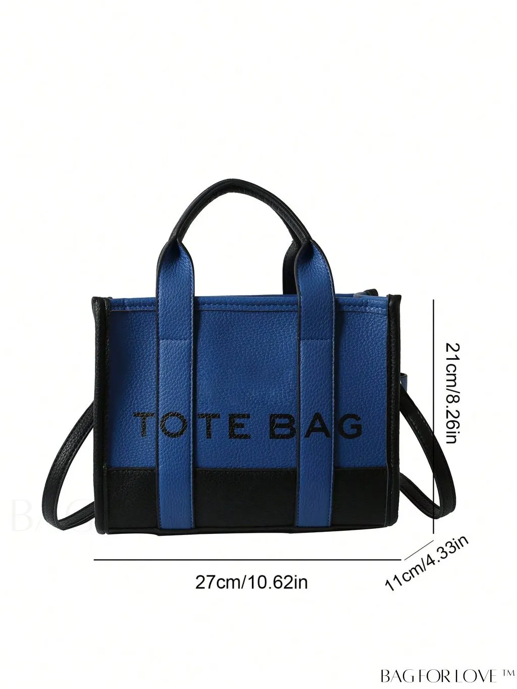 BagForLove - Stylish Litchi Embossed Square Bag with Double Handles and Zipper Closure