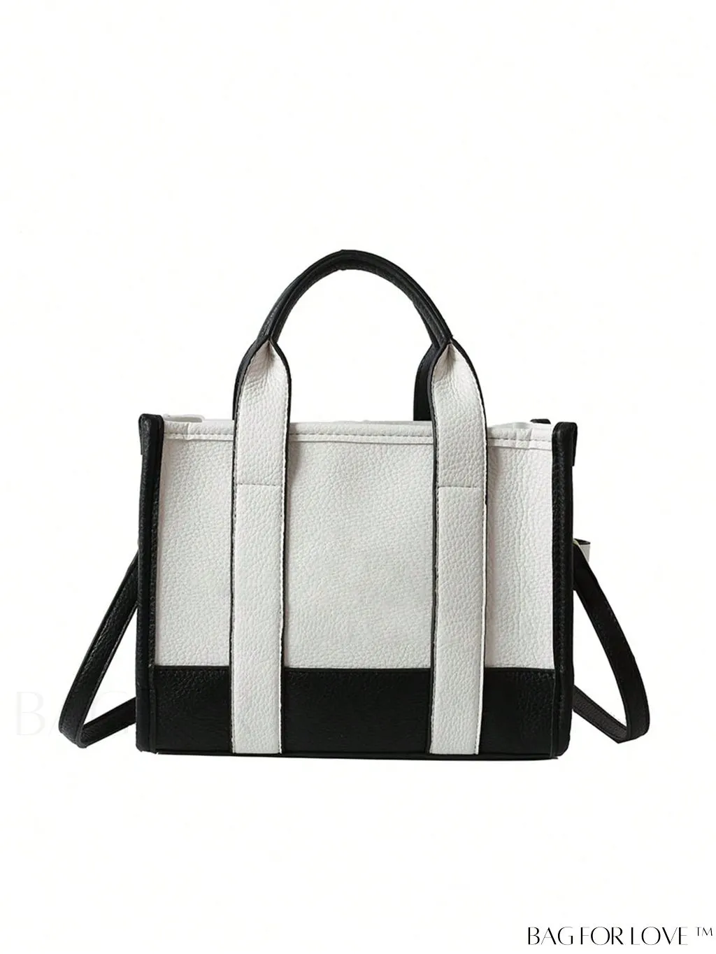 BagForLove - Stylish Litchi Embossed Square Bag with Double Handles and Zipper Closure