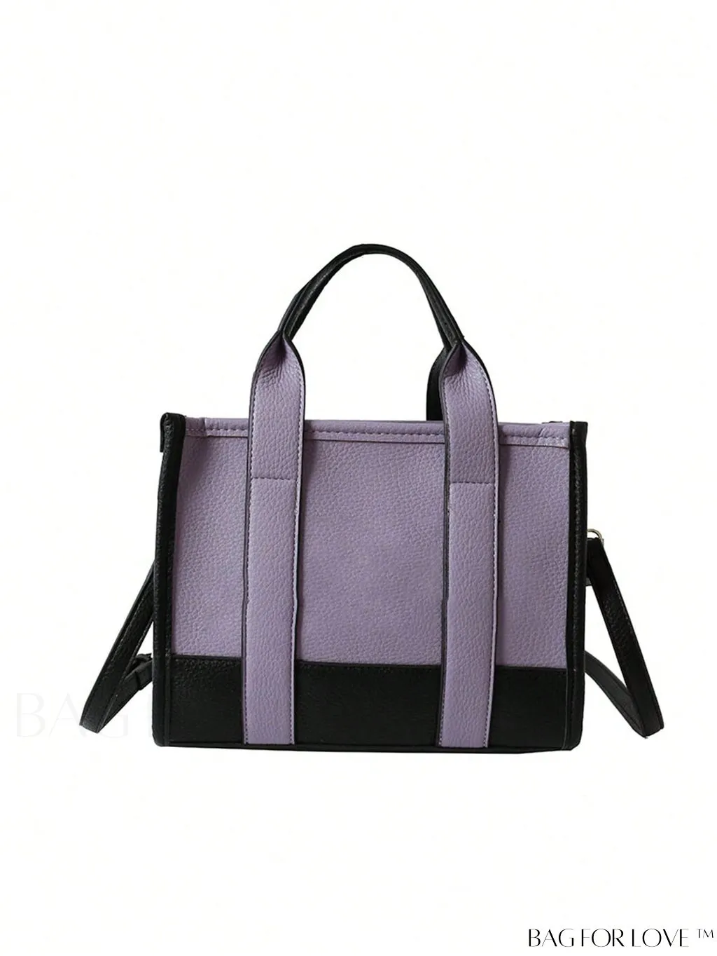 BagForLove - Stylish Litchi Embossed Square Bag with Double Handles and Zipper Closure