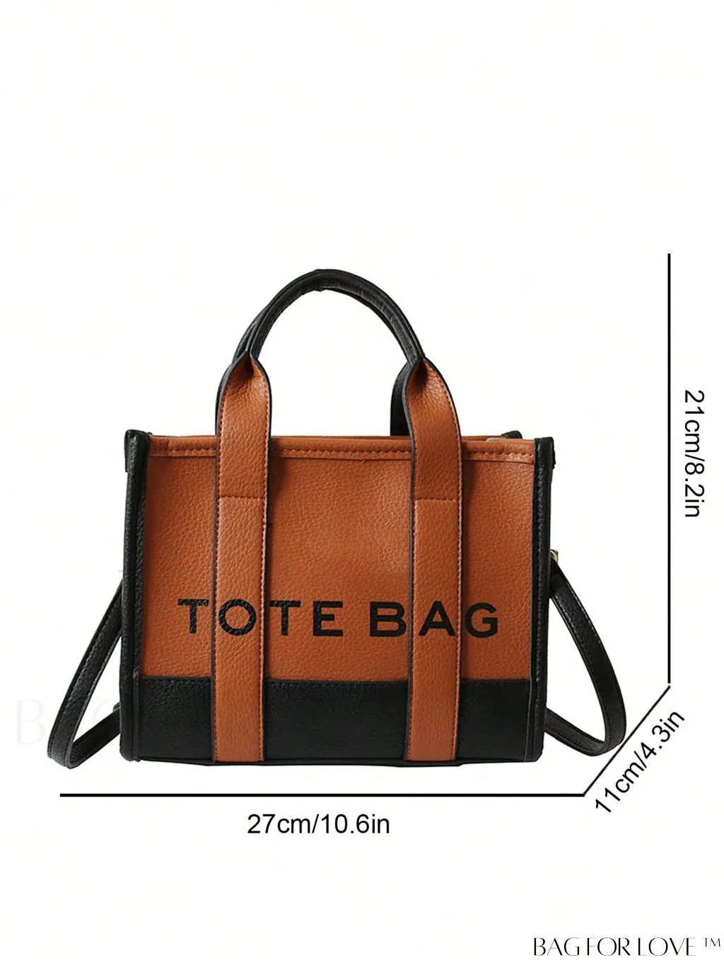 BagForLove - Stylish Litchi Embossed Square Bag with Double Handles and Zipper Closure