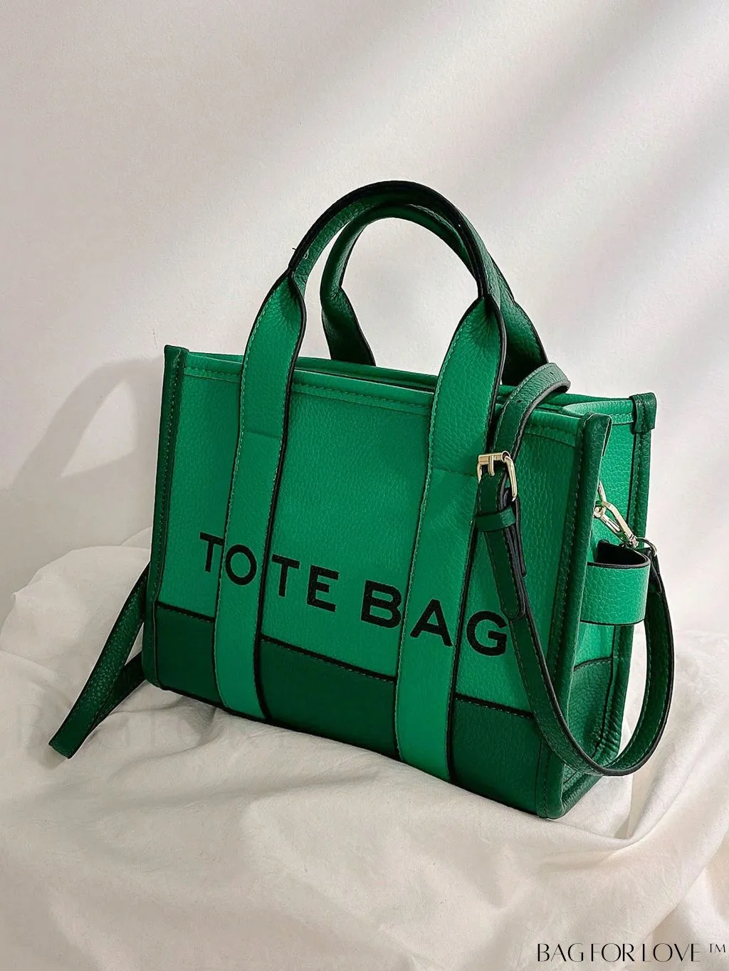 BagForLove - Stylish Litchi Embossed Square Bag with Double Handles and Zipper Closure